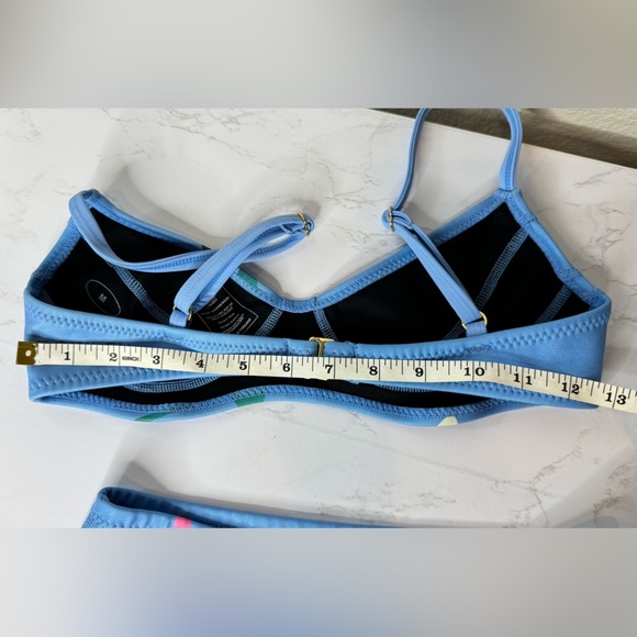 C. Rowley Floral Blue High Waisted Neoprene Bikini Set Top Medium Bottom Small - Picture 10 of 10